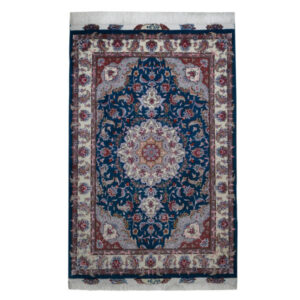 Persian Hand Knotted Tabriz Carpet Navy blue Design