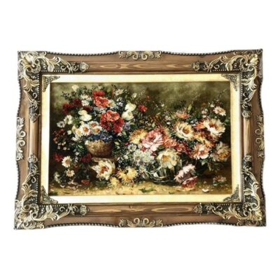 Hand-Knotted Persian Pictorial Rug from Tabriz Depicting Lilies Flowers