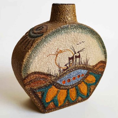 Persian Single Bud Pottery Vase with Hand-Painted Design Ideal for Fresh or Dried Flower