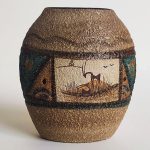 Handcrafted Decorative Persian Pottery Vase with Art Motif Tala