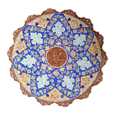 Decorative Copper Plate Hand-Painted with Persian Minakari Enamel Angel