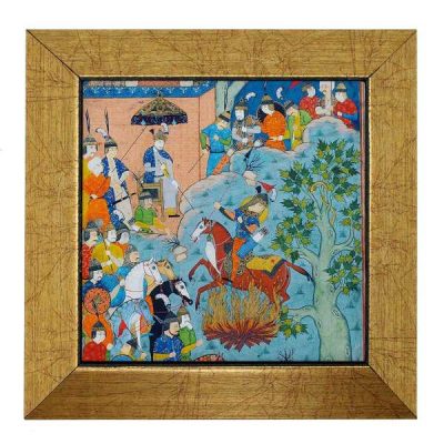 Decorative Persian Framed Tile – Shahnameh Inspired: Fire