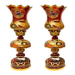 Persian Crystal Luster Lamp Traditional Laleh Shaped Shah Abbasi Red
