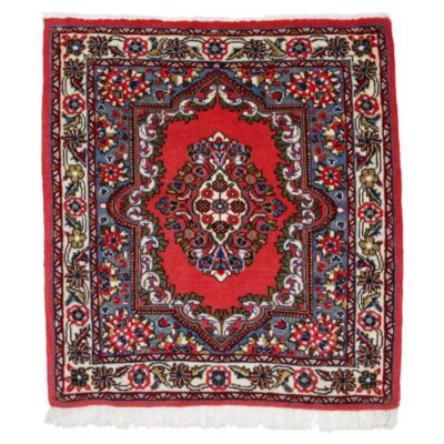 Persian Silk & Wool Blend Carpet Hand-Knotted with Intricately Medallion Red Design