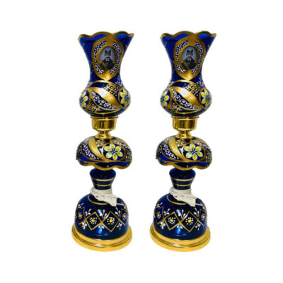 Persian Crystal Luster Lamp Traditional Laleh Shaped Shah Abbasi Blue