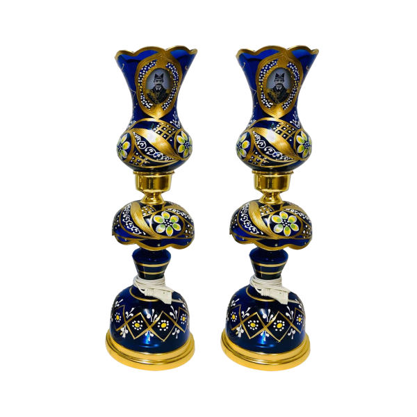 Persian Crystal Luster Lamp Traditional Laleh Shaped Shah Abbasi Blue