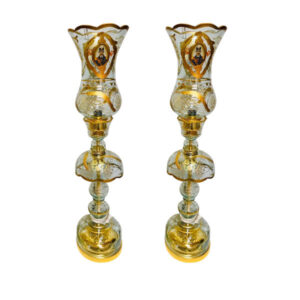Persian Crystal Luster Lamp Traditional Laleh Shaped Shah Abbasi White