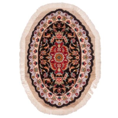 Persian Silk & Wool Blend Carpet Hand-Knotted with Oval -Medallion Design – Tabriz