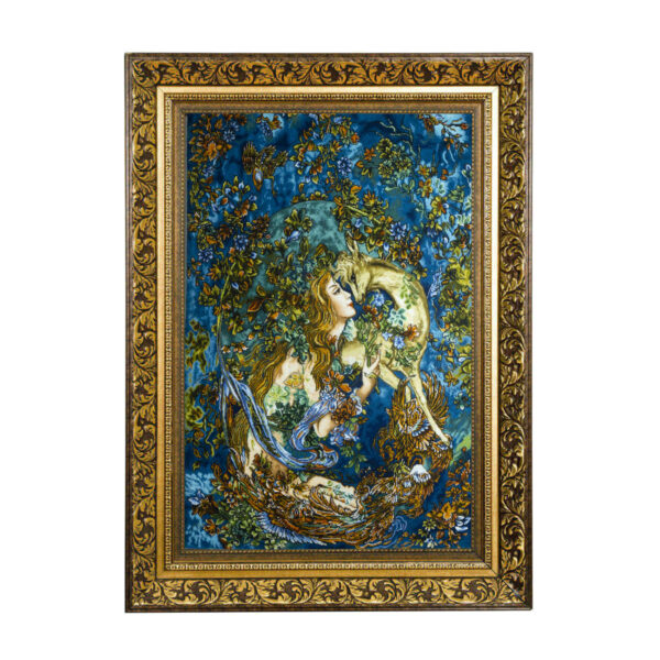 Hand-Knotted Persian Wall Hanging Rug from Tabriz Depicting Tamanaye Navazesh