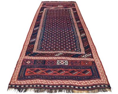 Vintage Persian Wool Kilim Rug Runner Ghashghaei Handwoven