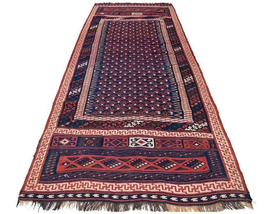 Vintage Persian Wool Kilim Rug Runner Ghashghaei Handwoven