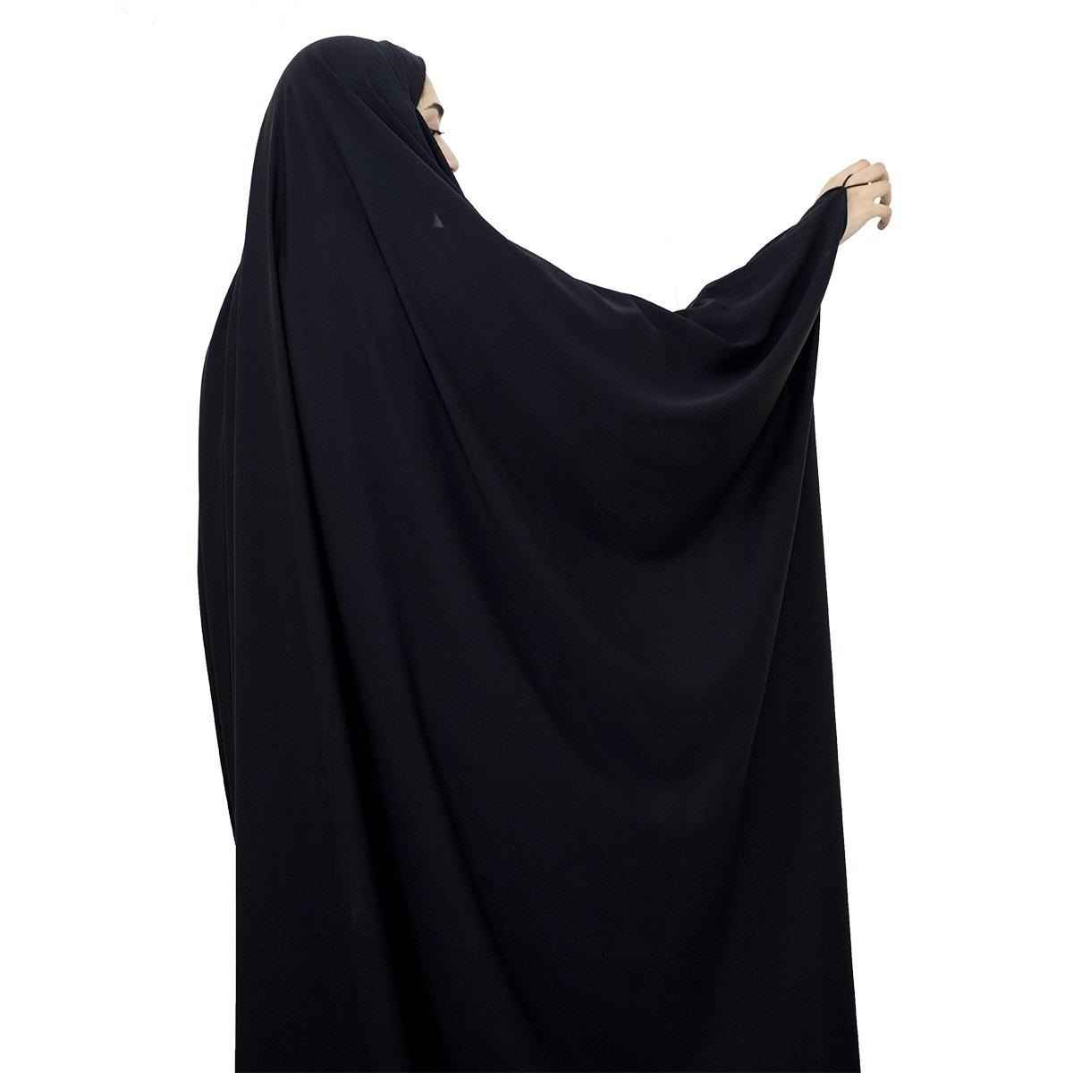Islamic Arabic Black Chador Abaya Hejab for Women and Praying – Crepe Fabric