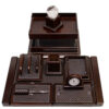 Wooden Ten Piece Office Desk Set Brown