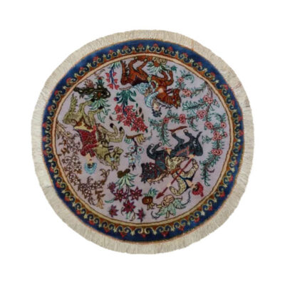 Hand-Knotted Persian Carpet Theme Silk Tablecloth Hunting