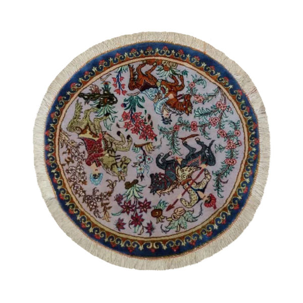 Hand-Knotted Persian Carpet Theme Silk Tablecloth Hunting