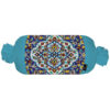 Traditional Persian Cylindrical Bolster Pillow with Velvet Fabric Light Blue