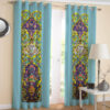 Printed Velvet Persian Eyelet Curtain – Turquoise Color