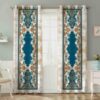 Printed Velvet Eyelet Curtain – Blue & Orange