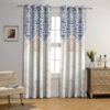 Printed Velvet Eyelet Curtain – Gold & Blue