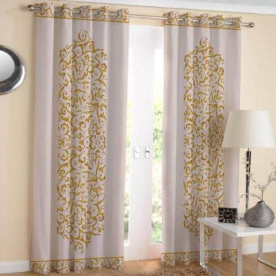 Printed Velvet Persian Eyelet Curtain – Golden Motifs