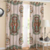Printed Velvet Persian Eyelet Curtain – Turquoise