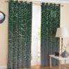 Printed Velvet Persian Eyelet Curtain – Green Calligraphy