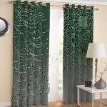 Printed Velvet Persian Eyelet Curtain – Green Calligraphy