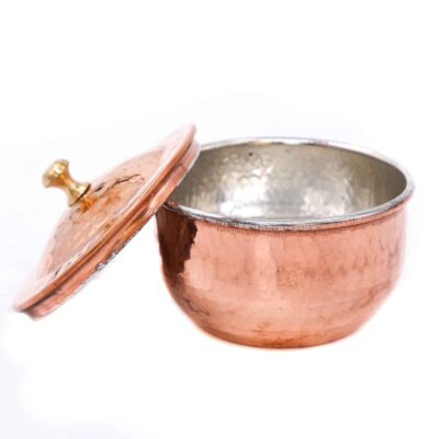 Handcrafted Persian Copper Sugar Bowl with – Hammered Chestnut