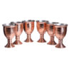 Set of 6 Handcrafted Persian Copper Wine Glass Stemware - Hammered Model Jaam