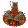 Persian Copper Cup - Set of 8 Handcrafted with Handle for Cold Drinks - Hammered with Pitcher