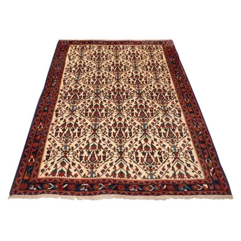 Handwoven Iranian Sirjan Carpet Rug Cream Color ShopiPersia