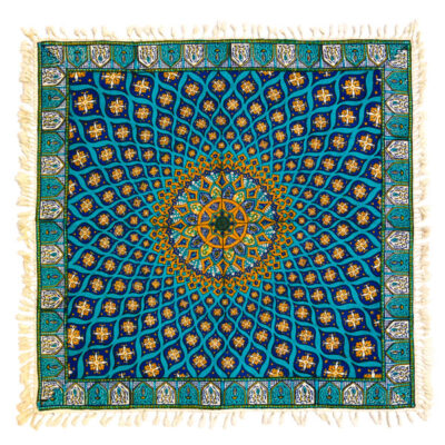 Iranian Tablecloth: Isfahan’s Traditional Kalamkari Block Print Blue Galaxy