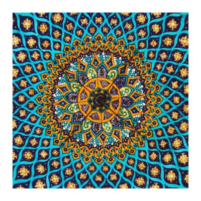 Iranian Tablecloth: Isfahan’s Traditional Kalamkari Block Print Blue Galaxy II