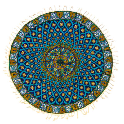 Iranian Tablecloth: Isfahan’s Traditional Kalamkari Block Print Blue Galaxy II