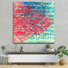 Persian Wooden Poster Print - Blue & Red Wall Art