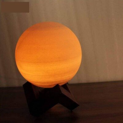 Persian Globe Salt Lamp – Handcrafted Beautiful Moon Design with Wooden Base