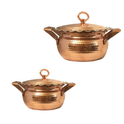 Persian Copper Stock Pot – Traditional Hammered Cooking Set of 2, Model 199