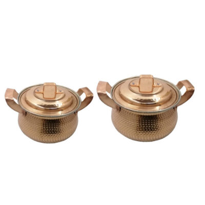 Persian Copper Stock Pot – Traditional Hammered Cooking Set of 2, Model 2628