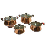 Persian Copper Stock Pot - Traditional Hammered Cooking Set of 4, Model Tala