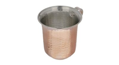 Persian Copper Cup – Set of 6 Handcrafted with Handle for Cold Drinks – Hammered Zanjani
