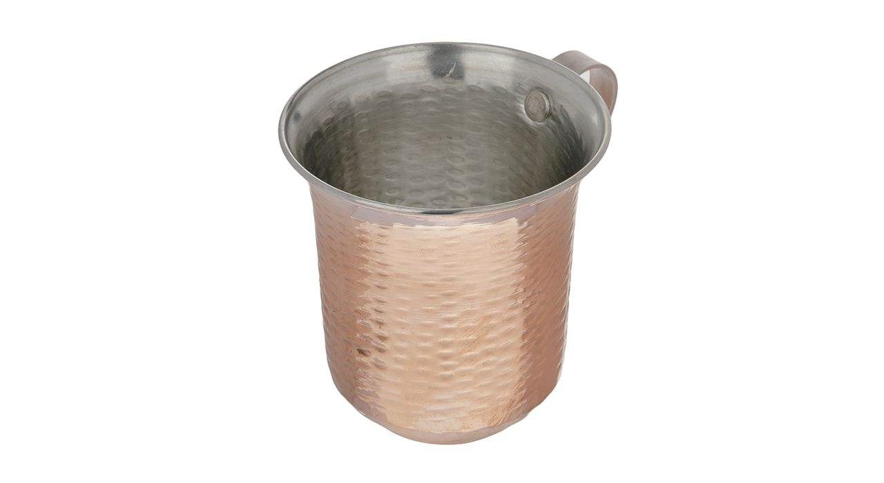 Persian Copper Cup – Set of 6 Handcrafted with Handle for Cold Drinks – Hammered Zanjani