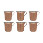 Persian Copper Cup – Set of 6 Handcrafted with Handle for Cold Drinks – Hammered Zanjani