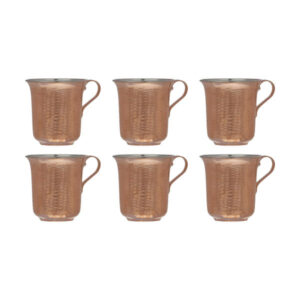 Iranian Set of 6 Handmade Copper Cup Model Zanjani