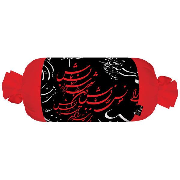 Traditional Persian Cylindrical Bolster Pillow with Velvet Fabric Red