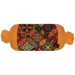 Traditional Persian Cylindrical Bolster Pillow with Velvet Fabric Naranj