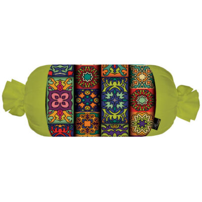 Traditional Persian Cylindrical Bolster Pillow with Velvet Fabric Green