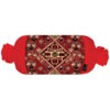 Traditional Persian Cylindrical Bolster Pillow with Velvet Fabric Red