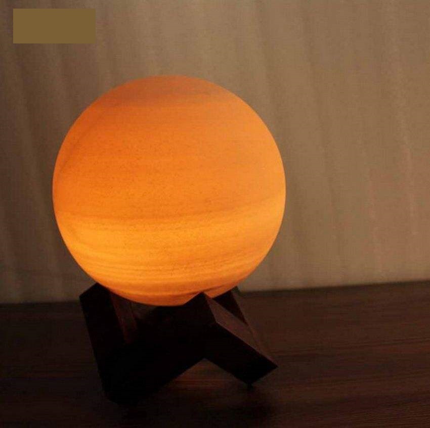 Persian Globe Salt Lamp – Handcrafted Beautiful Moon Design with Wooden Base
