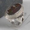 Persian Dendritic Agate Shajar Silver Ring for Men Fog