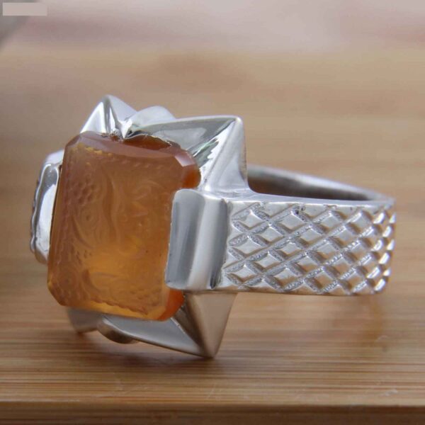 Islamic Yemeni Aqeeq Silver Ring for Men Allah